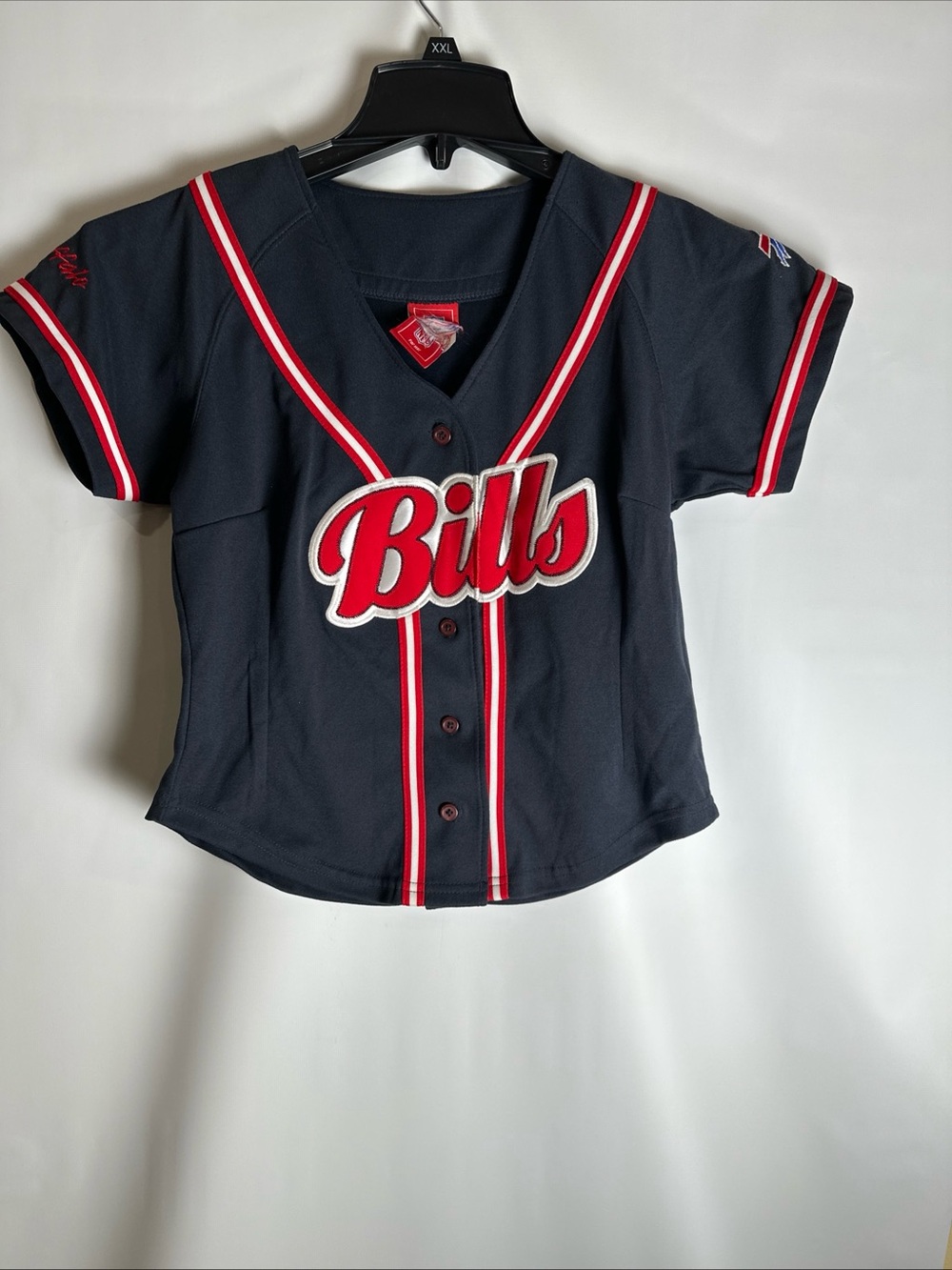 Reebok Navy and Red Button-Front Buffalo Bills Jersey